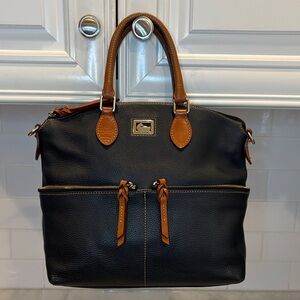 Dooney & Bourke Purse Dillen Double Pocket Pebbled Leather Satchel Bag